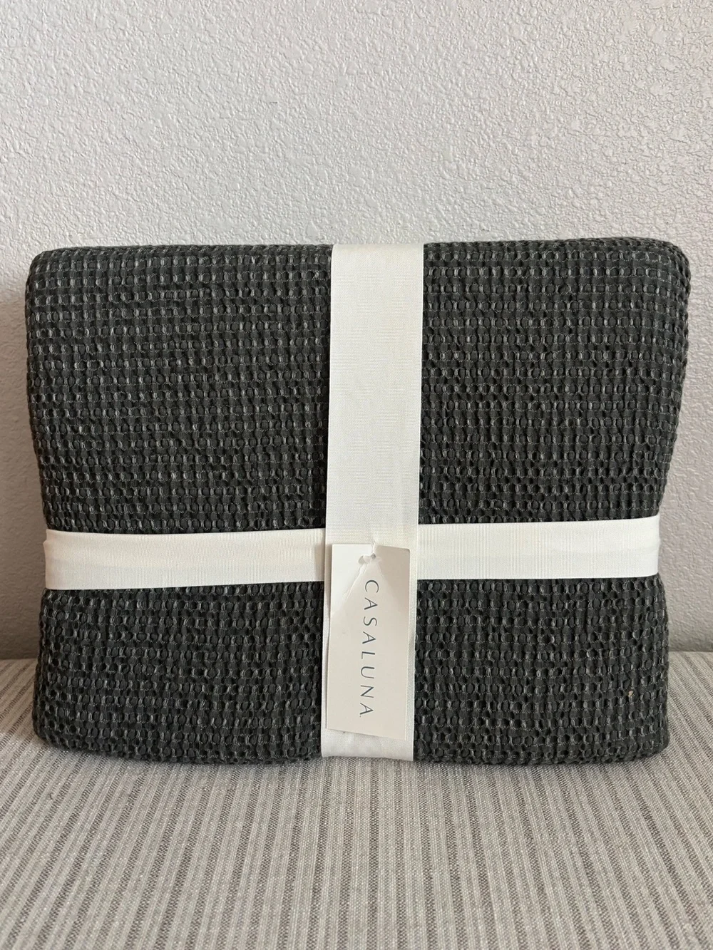 NWT King Plus Textured Waffle Coverlet Olive Green - Casaluna